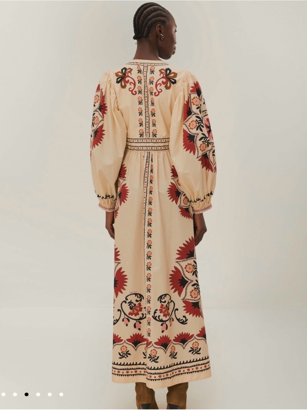 Farm Rio Cream Cashew Mandala Maxi Dress NWT Size M - Picture 4 of 8